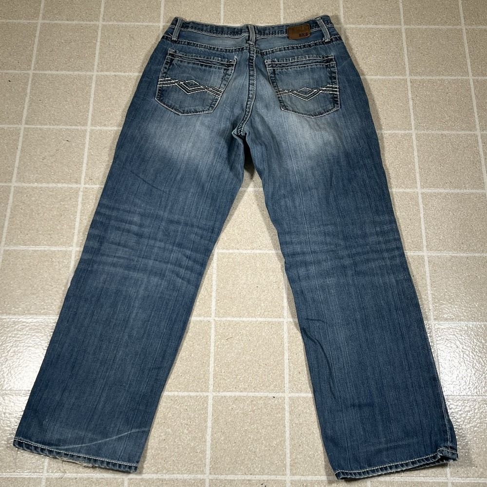 Men's BKE Medium Wash Blue Denim Seth Bootcut Jeans Wide Leg Size 32x30